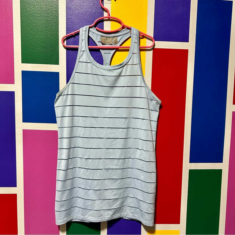 Athleta chi striped mesh Racerback tank Sz XS pure blue striped
